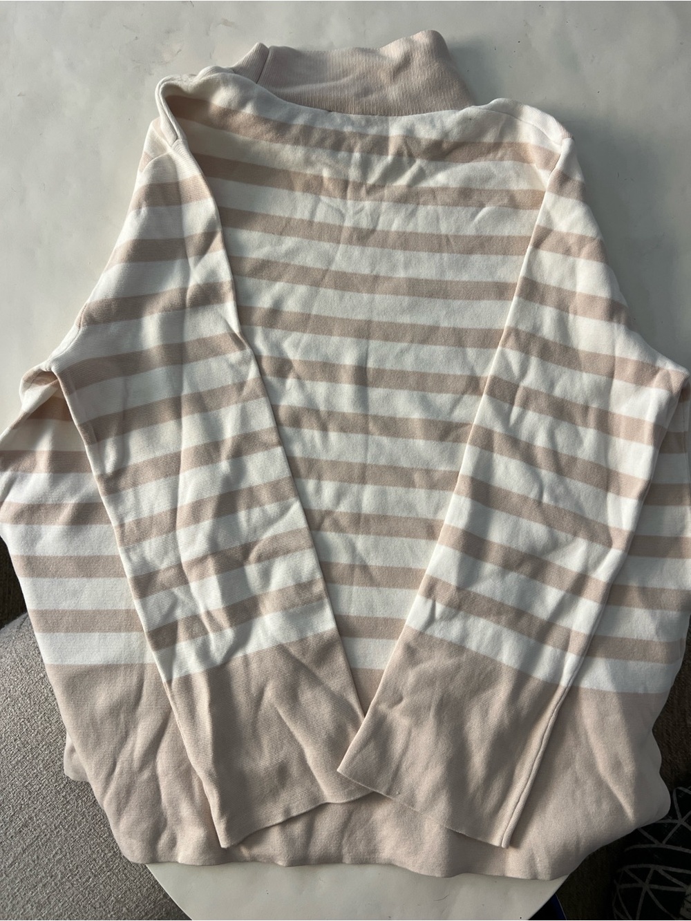 COS Stripe Thick Organic Cotton Mock Neck Striped Sweater Cream White Large - Picture 4 of 9